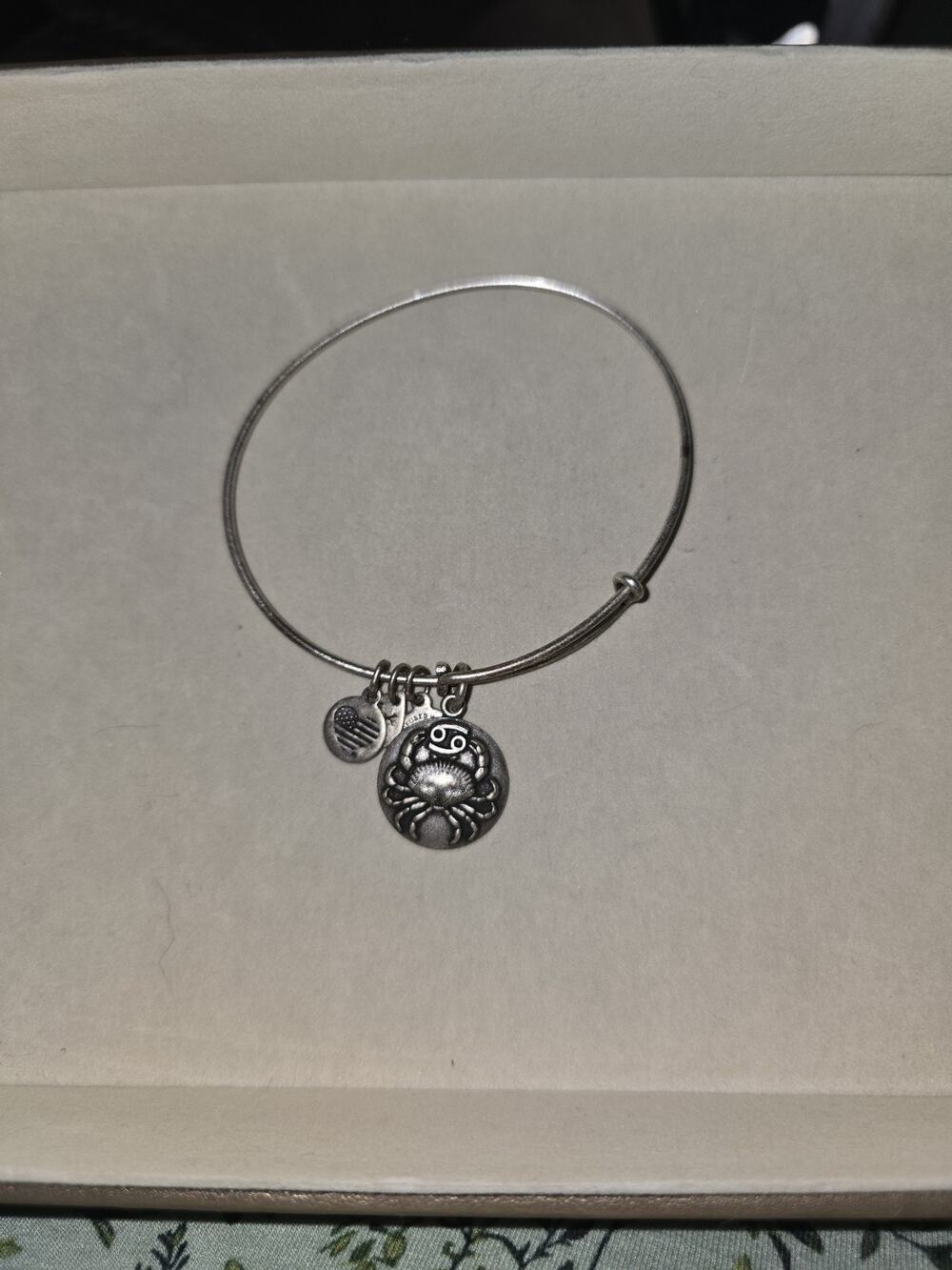 Alex and Ani Bracelet Zodiac Cancer Charm Bangle Silver Tone